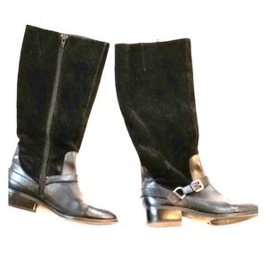 Ralph Lauren Black Suede and Leather Boots